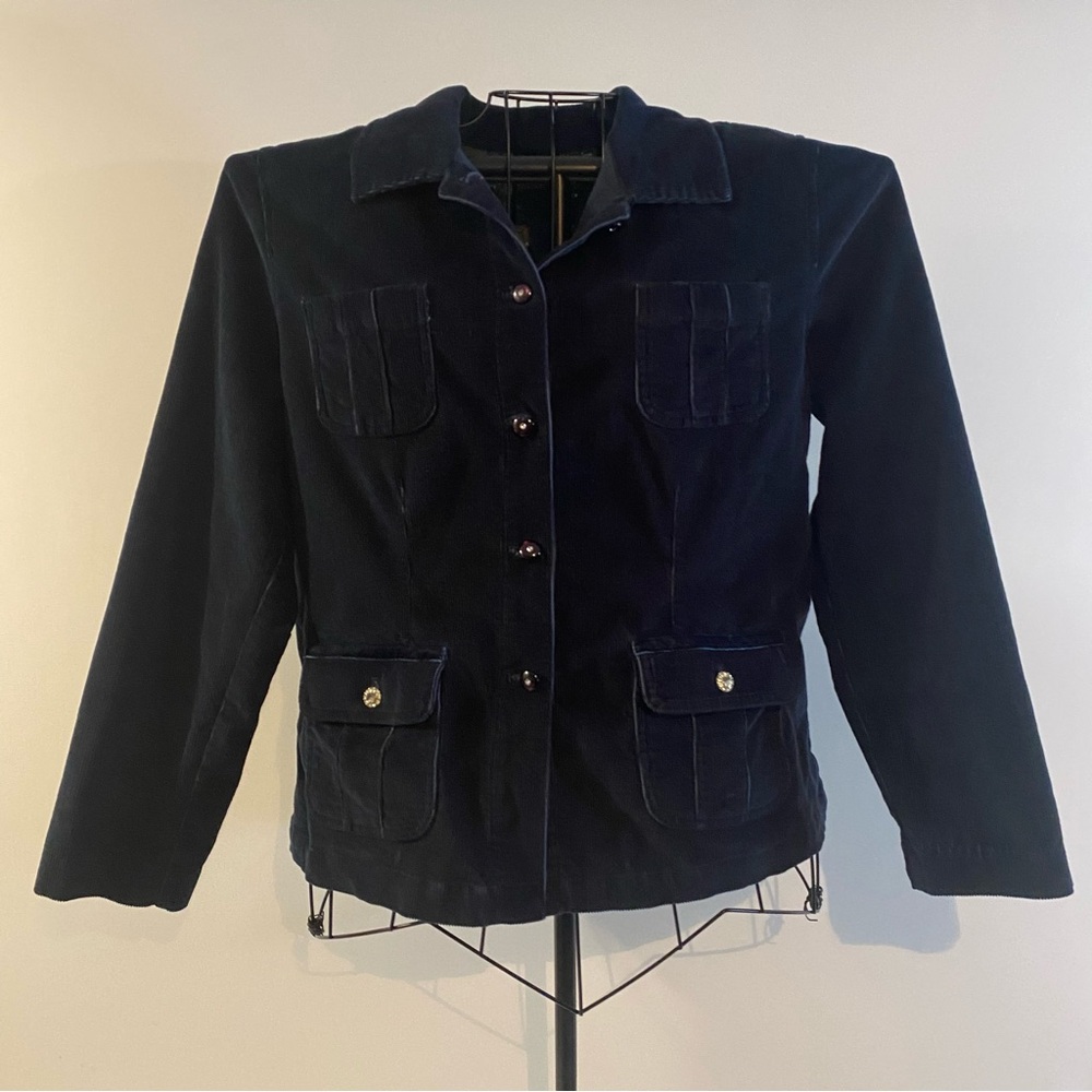 Erika Blue Corduroy Casual Cropped Cotton Blazer       
Size L